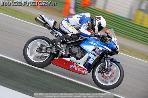 2009-09-26 Imola 0718 Variante alta - Supersport - Free Practice - Sam Lowes - Honda CBR600RR